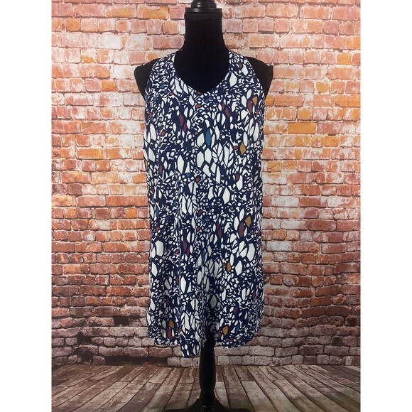 Edme & Esyllte Anthro Chroma Mosaic Shift Dress V-Neck Sleeveless Blue Small - Picture 1 of 9